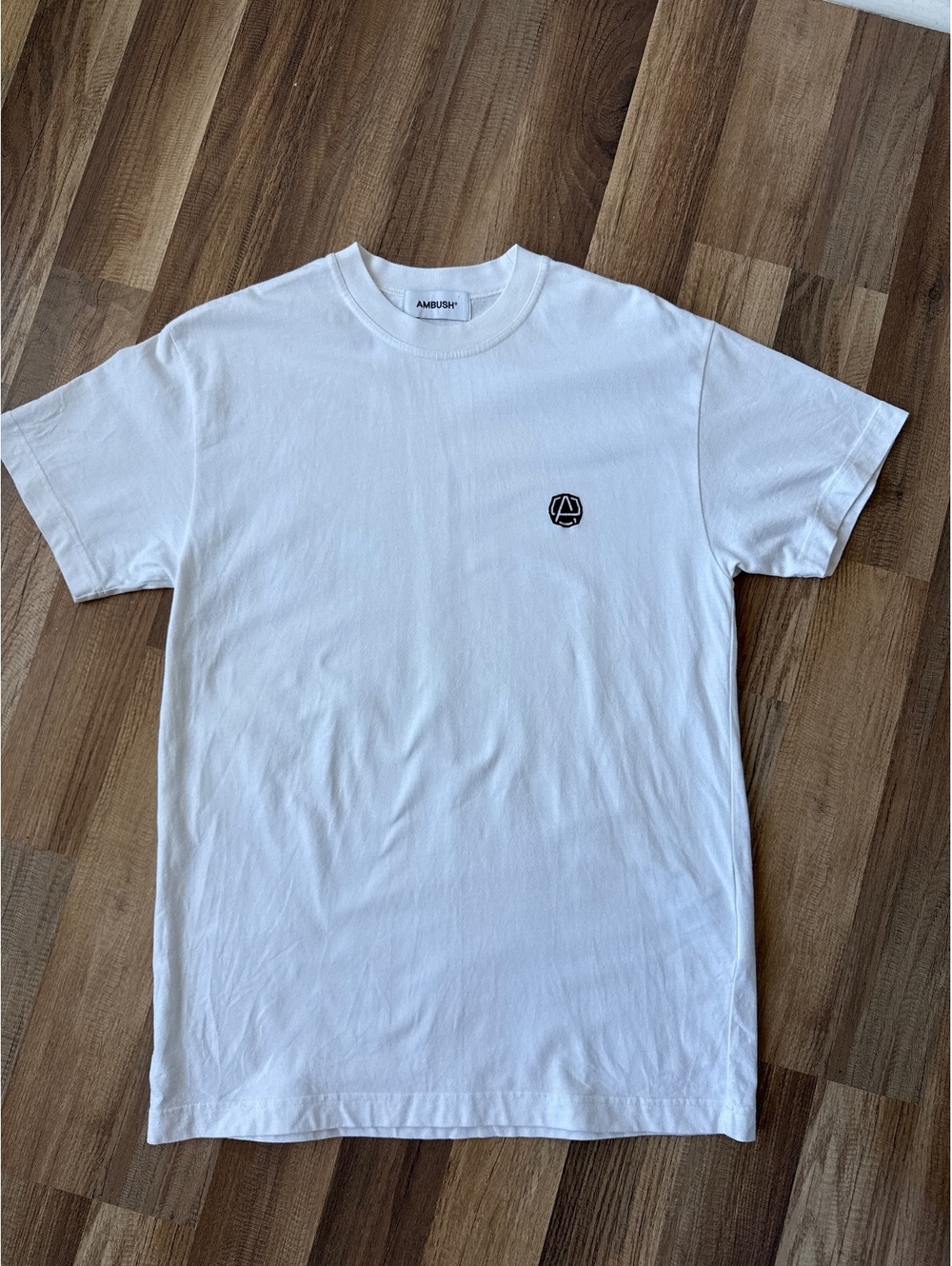 AMBUSH Emblem T Shirt Size 1 White Embroidered Logo Japanese Streetwear